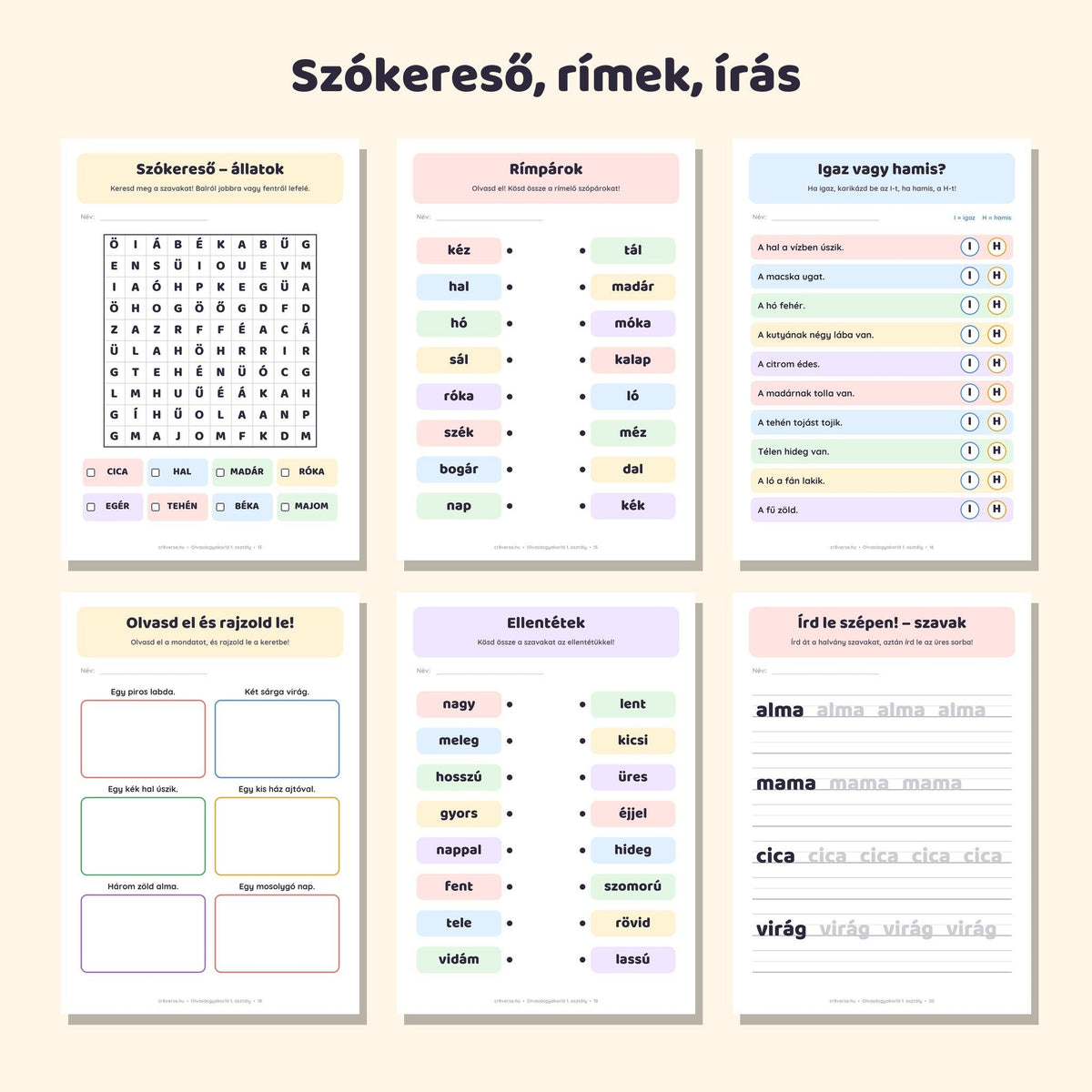 Első osztályos fejlesztő füzet: Olvasásgyakorló 1. osztályosoknak – mintaoldalak 2