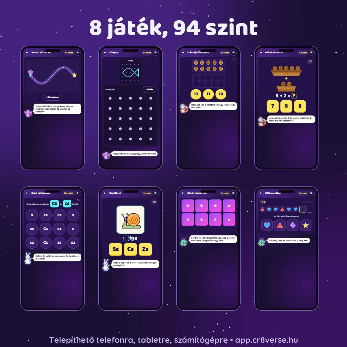 8 játék képernyőképei