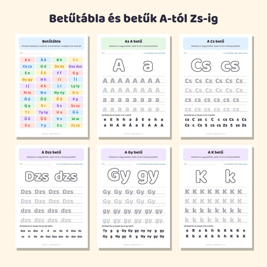 Betűtanuló A–Zs fejlesztő füzet 5–7 éveseknek – mintaoldalak 1