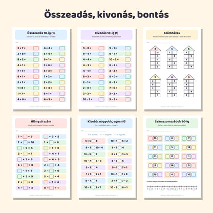 Első osztályos fejlesztő füzet: Matek gyakorló 20-as számkör – mintaoldalak 1
