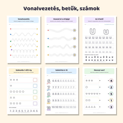 Iskolaelőkészítő fejlesztő füzet 5–7 éveseknek – mintaoldalak 1