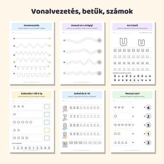 Iskolaelőkészítő fejlesztő füzet 5–7 éveseknek – mintaoldalak 1