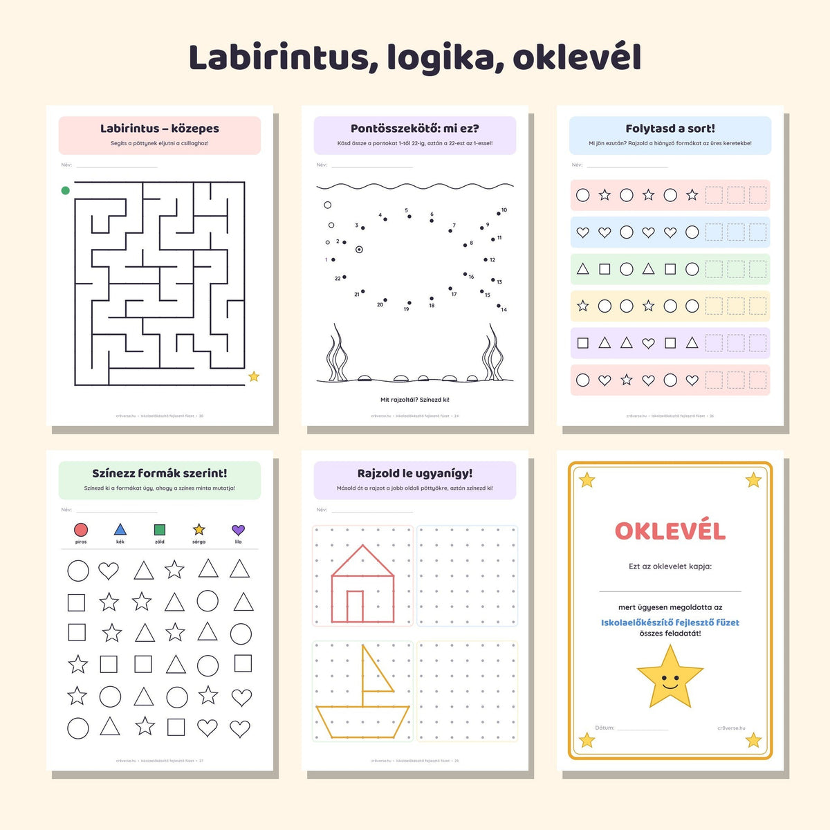 Iskolaelőkészítő fejlesztő füzet 5–7 éveseknek – mintaoldalak 2
