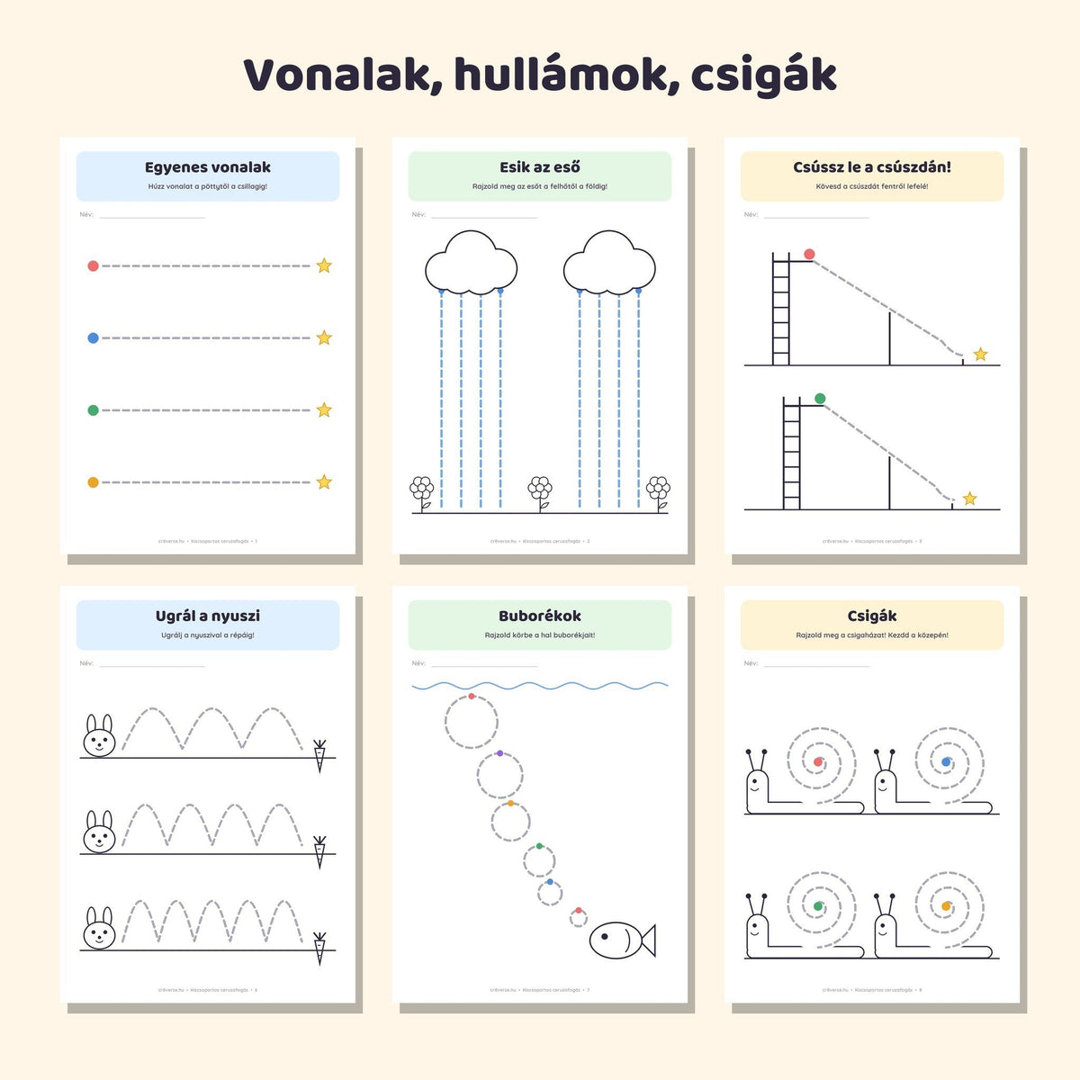 Kiscsoportos fejlesztő füzet: Ceruzafogás és vonalvezetés 3–4 éveseknek – mintaoldalak 1