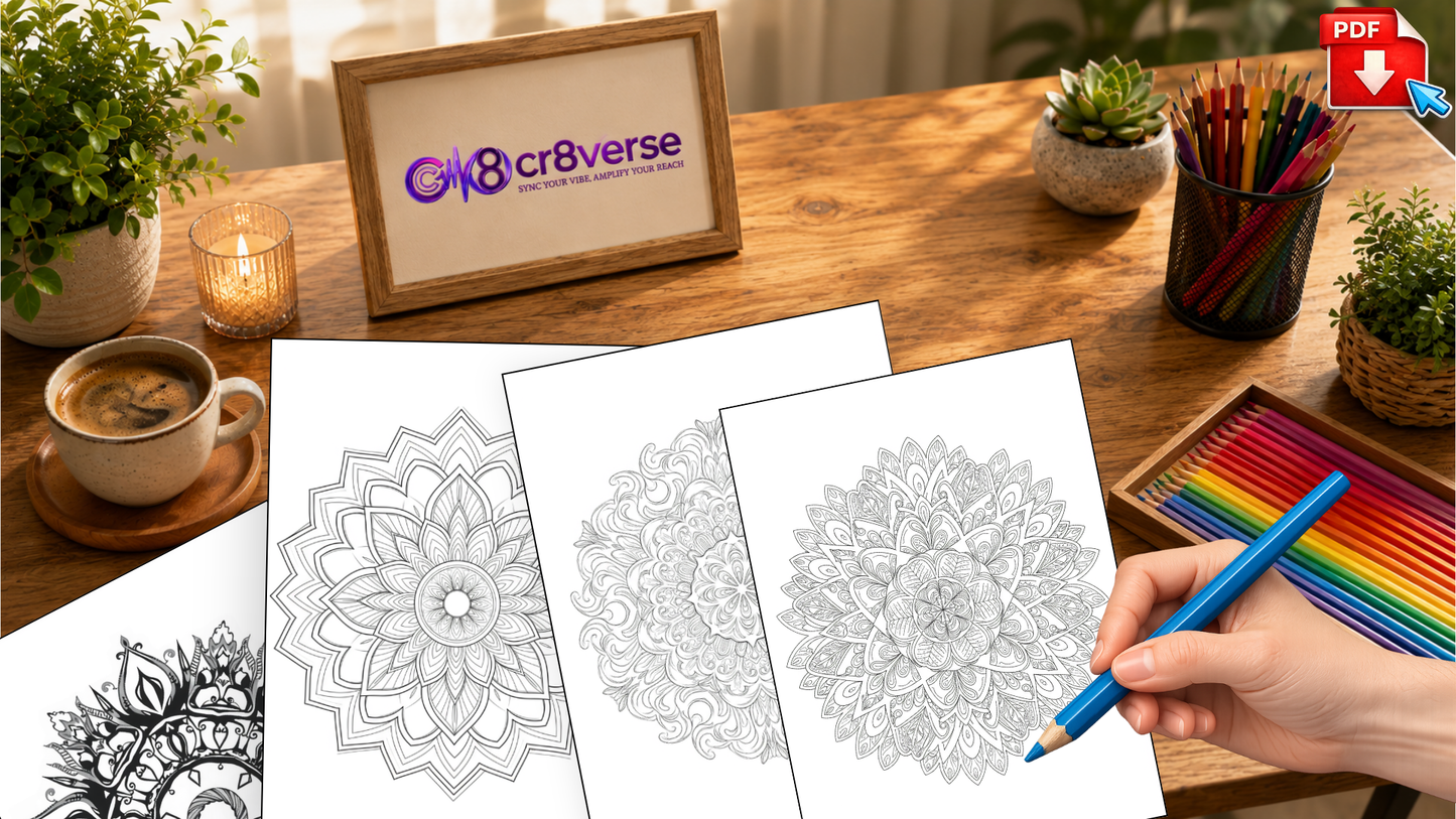 🧘 Mandala Harmónia – 15 Relaxáló Felnőtt Színezőoldal PDF-ben ✨