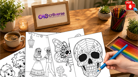 💀 Kawaii Koponyás Színezőcsomag – 30 Egyedi Színezőoldal PDF-ben 🌸✨